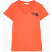 T-shirt z logo i cyrkoniami