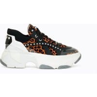 Wysokie sneakersy z flokowanego zamszu w cętki