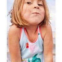 Girls Briony Cross Back Swimsuit 1-12 Yr - AQUA FLORAL