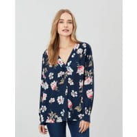 Womens Ayla Smocked Shoulder Pop Over Top - NAVY FLORAL