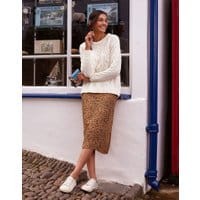 Womens Ria Piped Seam Asymetric Skirt - TAN LEOPARD