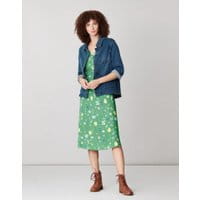 Womens Darcey Button Front Dress - GREEN FLORAL