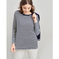 Womens Esme Velour Slash Neck Jersey Top - NAVY STRIPE