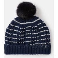 Girls Bobble Hat - NAVY STRIPE