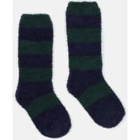 Boys Fab Fluffy Socks - NAVY GREEN STRIPE