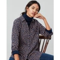 Womens Erika Long Sleeve Button Through Blouse - NAVY SPOT