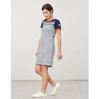 Womens Riviera Short Sleeve Jersey Dress - BLUE BORDER STRIPE
