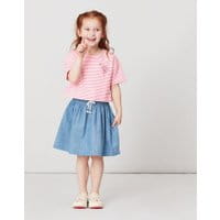 Girls Rose Mock Layer Dress 1-12 Years - PINK WHITE STRIPE