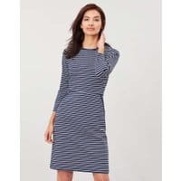 Womens Emilie 3/4 sleeve jersey dress - NAVY CREAM STRIPE