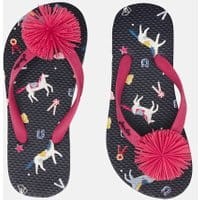 Girls Flip Flops - NAVY HORSES
