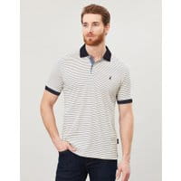 Mens Clarkwell Jersey Stripe Polo Shirt - CREAM BLUE STRIPE