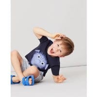 Boys Archie Applique T-Shirt 1-6 Years - NAVY PUFFER FISH