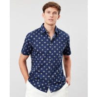 Mens Lloyd Short Sleeve Printed Shirt - BLUE WHITE DAISY