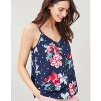 Womens Carper Print Button Through Cami Top - NAVY SPOT FLORAL