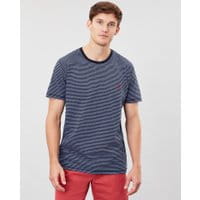 Mens Island Striped Crew Neck T-Shirt - BLUE STRIPE DINO
