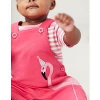 Baby Girls Misha Applique Dungaree Set - PINK FLAMINGO