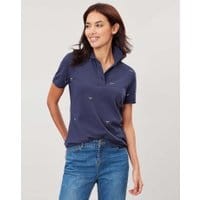 Womens Pippa Printed Polo Shirt - NAVY BEE