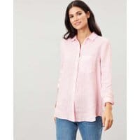 Womens Lorena Linen Longline Woven Shirt - PALE PINK