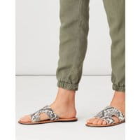 Womens Avondale Leather Slider Sandal - SNAKE