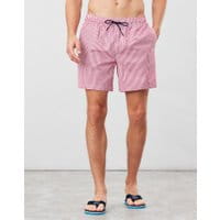 Mens Heston Printed Swim Shorts - RED TEXTURED STRIPE