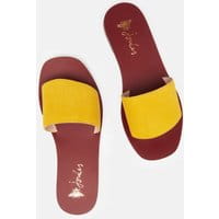 Womens Dayton Leather Slide Sandal - ANTIQUE GOLD