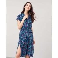 Womens Maylene Longline Kaftan - NAVY FLAMINGO DITSY