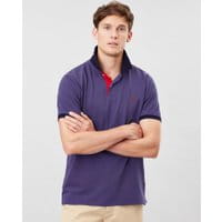 Mens Kempton Polo Contrast Rib Fit Polo - BLUE