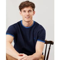 Mens Lightweight Pique  Crew Neck Tee - FRENCH NAVY