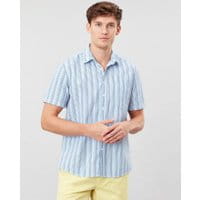 Mens Pier Short Sleeve Classic Fit Shirt - BLUE STRIPE