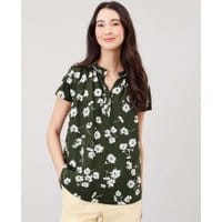 Womens Lia Pop Over Top with Raglan Sleeve - GREEN DAISY