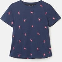 Womens Selma Clean Crew with Pop Neck Trim - NAVY FLAMINGO