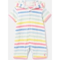 Beach Towelling Romper - WHITE MULTI STRIPE