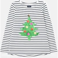 Womens Harbour Luxe Long Sleeve Jersey Top - XMAS TREE STRIPE