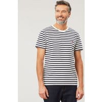 Mens Boathouse Tee Striped Crew Neck T-Shirt - CREAM NAVY STRIPE