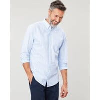 Mens The Laundered Oxford Slim Fit Long Sleeve Shirt - BLUE STRIPE