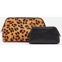 Womens Peplow Leather Two Pack Cosmetic Purses - BLACK