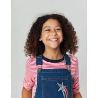 Girls Kimberly Denim Dunagree Dress 3-12 Years - DENIM
