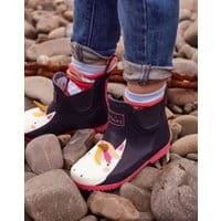 Girls Wellibob Short Height Rain Boots - NAVY UNICORN