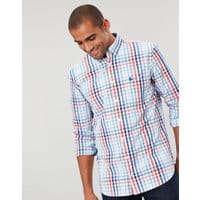 Mens Hewney Long Sleeve Classic Fit Shirt - RED BLUES CHECK