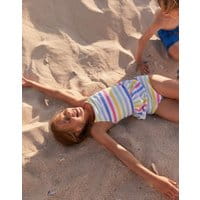 Girls Sabina Two Piece Peplum Tankini Set 1-12 Years - WHITE MULTI STRIPE