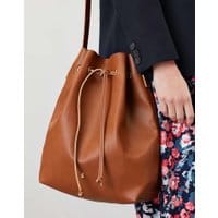 Womens Tia Pu Bucket Purse - TAN