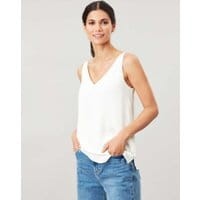 Womens Kyra Solid V Neck Cami - CREAM