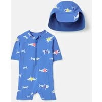 Sun Printed Swim Suit Set 0-24 Months - BLUE SHARKS