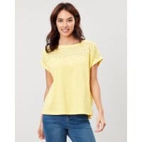 Womens Cassi Grown On Sleeve Jersey Top - YELLOW