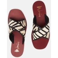 Womens Maywell Cross Strap Leather Sandal - ZEBRA