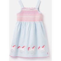 Girls Sundial Woven Smocked Dress 1-6 Years - BLUE UNICORNS