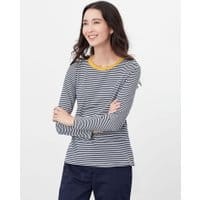 Selma Long Sleeve Crew Tee - NAVY CREAM STRIPE