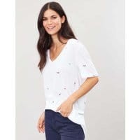 Womens Lola Print V Neck T Shirt - DIVERS AND DOGS
