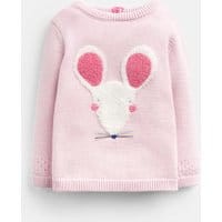 Baby Girls Ivy Intarsia Knitted Sweater - PINK MOUSE