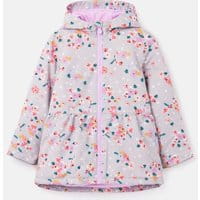 Girls Raindrop Peplum Showerproof Coat 1-12 years - GREY DITSY